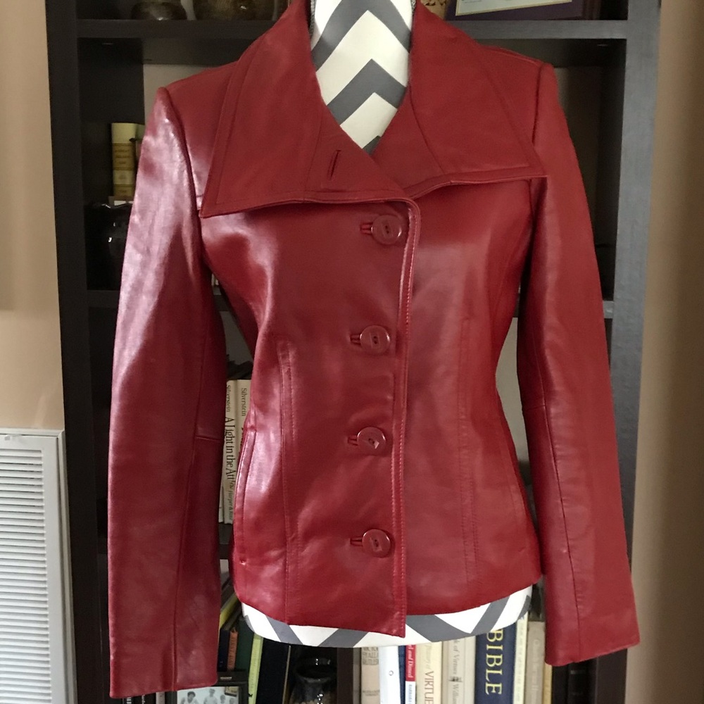 Jones New York SMALL Vintage Red Leather Jacket